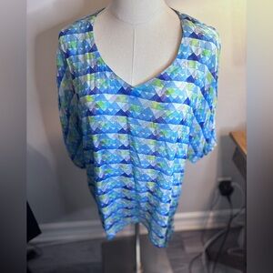 APNY Women's Blue Floral Blouse